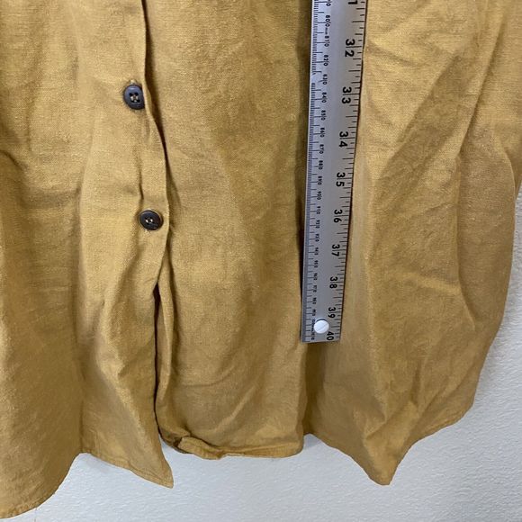 Rebellion Again Dress Womens Large Mustard Linen Blend - Picture 5 of 8